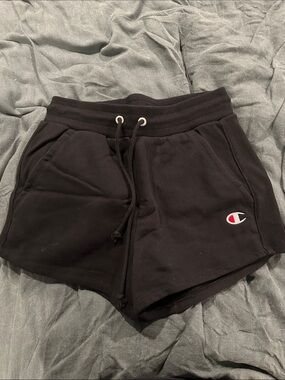 Champion Black Logo Drawstring Athletic Shorts